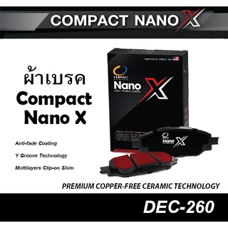 COMPACT NANO X (DEX-260) ผ้าเบรคหลัง HONDA ACCORD ปี1990-2003 / CIVIC DIMENSION VTI, VTEC / PRELUDE