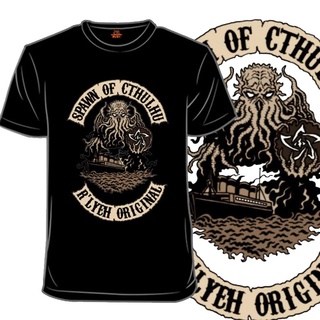 เสื้อยืดโอเวอร์ไซส์GILDAN 【Chic Tops】เสื้อยืดคอกลม ผ้าฝ้าย 100% พิมพ์ลาย Spawn Of Cthulhu - Rlyeh ทรงหลวม สําหรับผู้ชายS