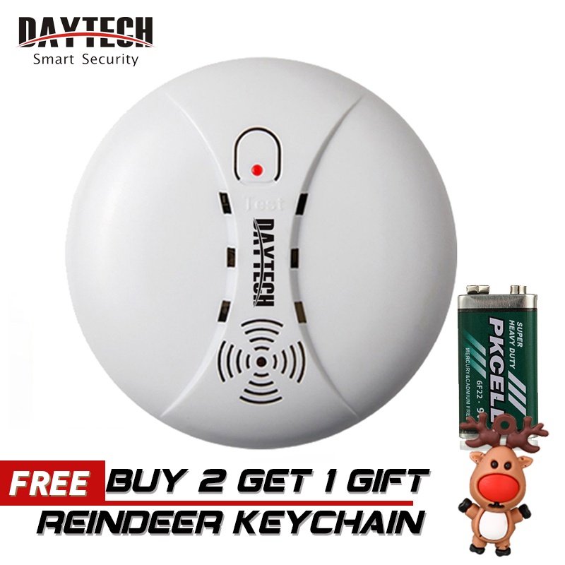 Daytech เซนเซอร์ตรวจจับควันพร้อมแบตเตอรี่สัญญาณเตือนไฟไหม้ไร้สายอิสระ Home Security 1 หน่วยสัญญาณเตือนเซ็นเซอร์ควัน (SM02)