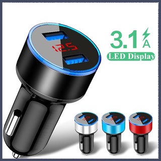 ที่ชาร์จโทรศัพท์มือถือ USB 3.1A หน้าจอ LED 2 พอร์ต ชาร์จเร็ว สําหรับรถยนต์