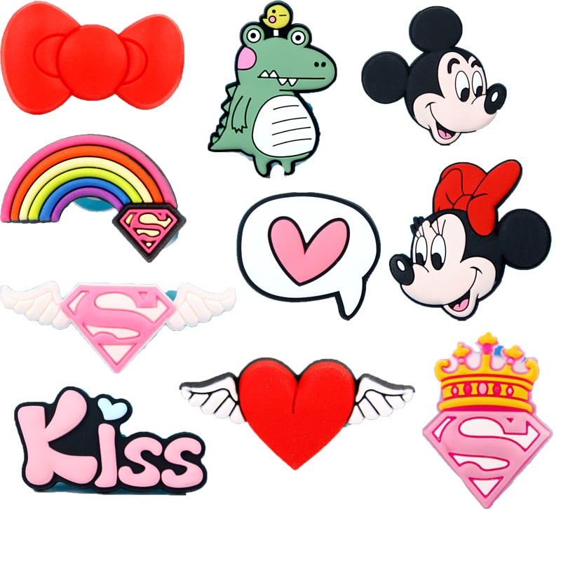 จี้หมุด รูปการ์ตูน Disney Minnie Jibbits สีรุ้ง เหมาะกับตกแต่งรองเท้า สําหรับผู้ชาย