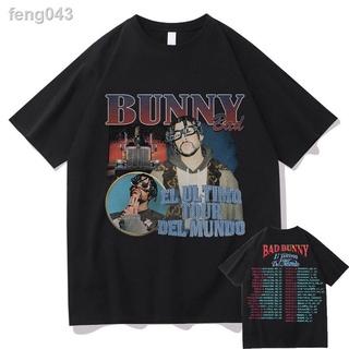 ✉✕Bad Bunny El Ultimo Tour Del Mundo 2022 Tees Streetwear ผู้ชายผู้หญิง Anti-shrink Cotton เสื้อยืดแขนสั้นผู้ชายขนาดใหญ่