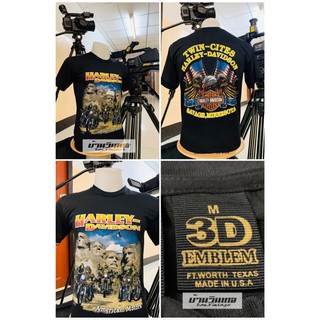 เสื้อยืดผู้ชาย เสื้อฮาเลย์ (harley davidson)  ป้าย 3D EMBLEM ผ้าบาง50/50 เสื้อผ้า เสื้อวินเทจ