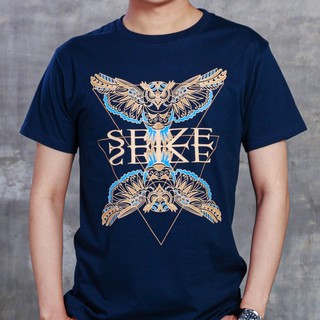 เสื้อยืดผ้าฝ้ายพิมพ์ลายขายดีเสื้อยืดคอกลมcrew neckเสื้อยืดแขนสั้นคอกลม UNISEX SEIZE mode of tokyo ST70 Owl ดำ/ขาว/กรมท่า