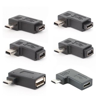 อะแดปเตอร์เชื่อมต่อ Type-C Mini Micro USB 5 Pin Male เป็น Female 90 องศา