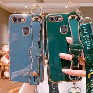 เคส OPPO A12 A5S F9 A3S wristbands เคส A12 A3S A5S F9 เคส A7 lanyard suit เคส F9 A3Sเคสโทรศัพท์แบบเคลือบด้วยไฟฟ้า