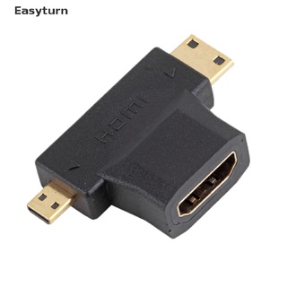 Easyturn 3 In 1 อะแดปเตอร์แปลงสายเคเบิ้ล Micro Male Mini Hdmi Male To Hdmi Female Th