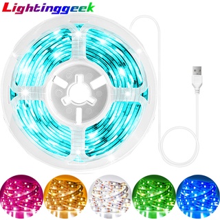 Lightinggeek USB 5V LED Light Strip 2835 No-waterproof Light Strip สีขาว/อบอุ่นสีขาว/สีแดง/สีฟ้า/สีเขียวนีออนริบบิ้น Christmas Room Wall Decor TV แสงพื้นหลัง