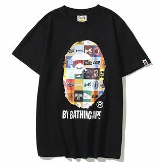 เสื้อยืดแขนสั้นลําลอง คอกลม พิมพ์ลาย BAPE สไตล์ใหม่ สําหรับผู้ชาย และผู้หญิง