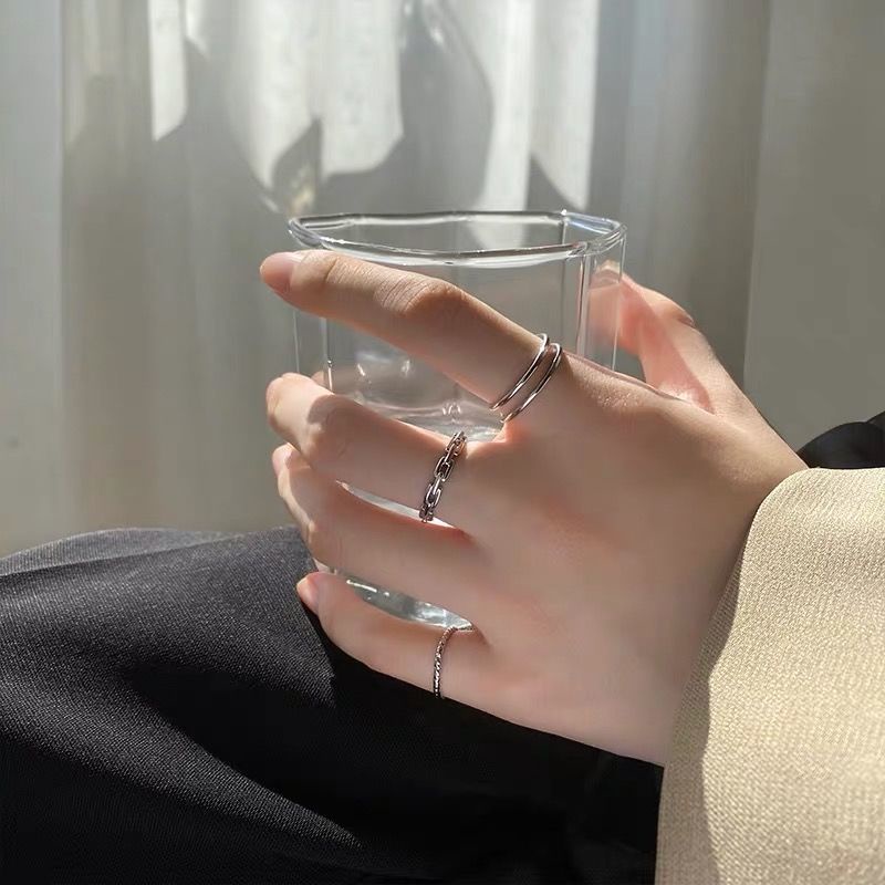 Ins แหวนนิ้วมือสไตล์ฮิปฮอปสําหรับผู้หญิง 3 ชิ้น