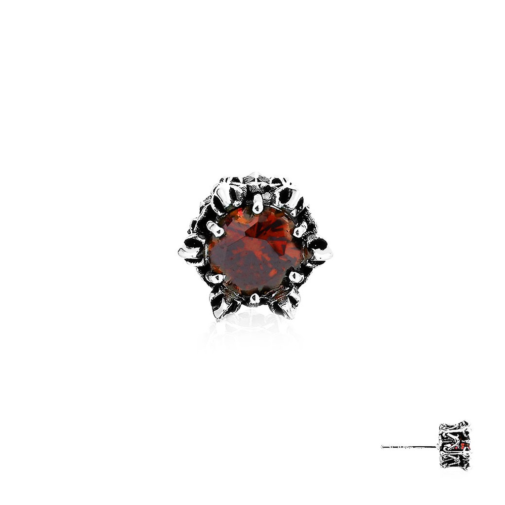AKE AKE Crown of Zeus Earring Stud-Orange  ต่างหูเงินแท้ 925 มงกุฏตรีศูล ฝังพลอยสีส้ม *จำหน่าย/ข้าง