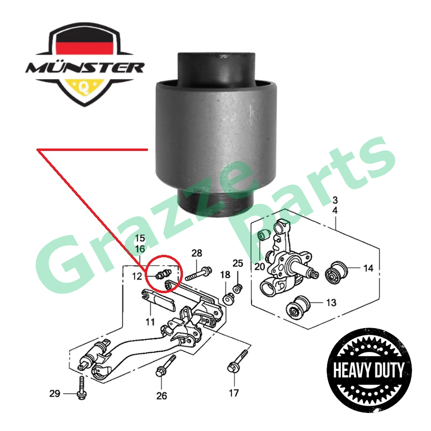 Münster ^H/Duty^ ด้านหลัง Trailing Arm Bush 52364-S5A-004 Honda Civic ES S5A FD SNA CRV S9A SWA Stre