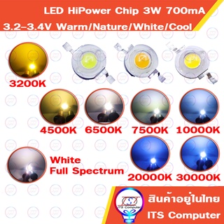 LED HiPower 3W Chip  สีขาว/Warm White