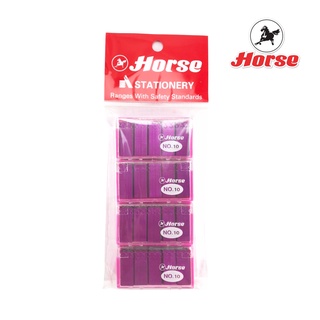 HORSE ตราม้า ลวดเย็บกระดาษ  #10 แบบสี กล่องพลาสติก   1X4 กล่อง/แพ็ค