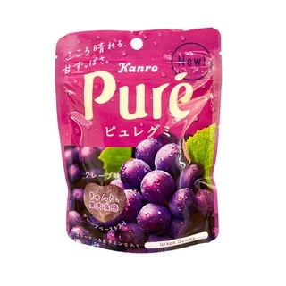 คันโระ ลูกอมเคี้ยวหนึบรูปหัวใจ รสองุ่นม่วง ขนาด 56 กรัม - Kanro Pure Gummy Grape Flavor