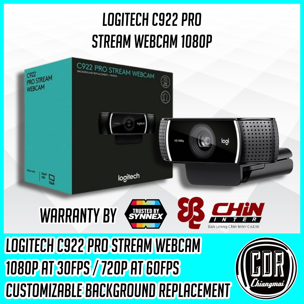 Logitech C922 Pro Steam Webcam ของแท้พร้อมจำหน่ายไม่ต้องรอ (ประกันศูนย์ SIS 1ปี) เว็บแคม 1080P 30FPS / 720P 60FPS