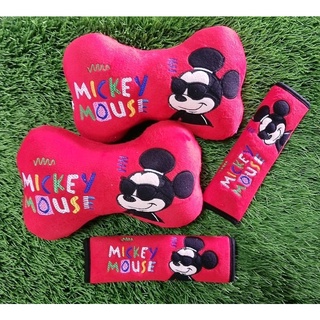 setหมอนรองคอ+ที่หุ้มเบลล์ในรถยนต์ลายมิกกี้เม้าส์Mickeymouse