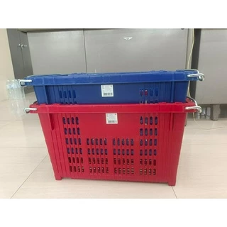 ตะกร้าผลไม้ ลังหูเหล็ก ขนาดบรรจุ 25 กก. ขนาดวัดรวมหูเหล็ก 39*59*33 ซม. (1 คำสั่งซื้อไม่เกิน 10 ใบ)
