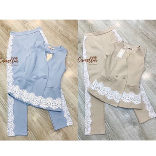 Camellia ชุดเซทแขนกุดแต่งลูกไม้ 2สี 💎🥟