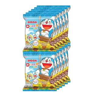 BIGGA DORAEMON บิ๊กก้า โดราเอม่อน ข้าวโพดอบกรอบ รสช็อกโกแลต ขนาด 12กรัม ยกแพ็ค 12ซอง ขนม โดเรม่อน CORN CHOCOLATE