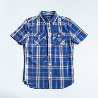 SUPERDRY WASHBASKET CHECK S/S-SHIRT - เสื้อเชิ้ต สำหรับผู้ชาย สี Acid Check Cobalt