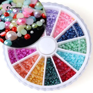 500Pcs Multi-Color 3D Flat Back Half รอบไข่มุก Faux ตกแต่งเล็บ