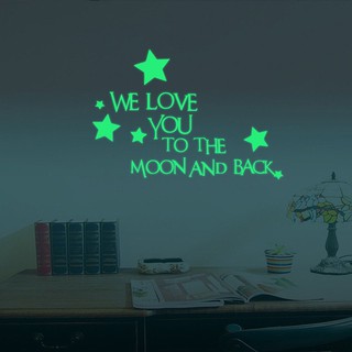 สติ๊กเกอร์ติดผนังลาย We Love you to the moon and back 3D