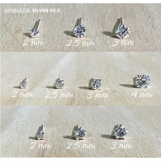 Sliver 92.5 ต่างหูเงินแท้ เพชรเตยดาว เพชรฟันปลา เพชรเหลี่ยม 💎💎