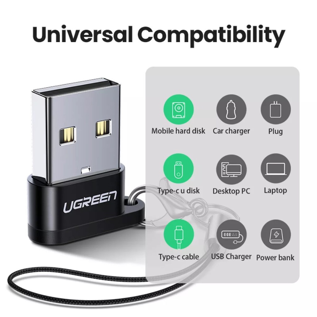 UGREEN รุ่น 50568, 50533 อะเเเดปเตอร์ 2.0, 3.0 to USB-C Female แปลงเป็น USB-A Male สำหรับชาร์จ มือถือ, คอมพิวเตอร์ อื่นๆ