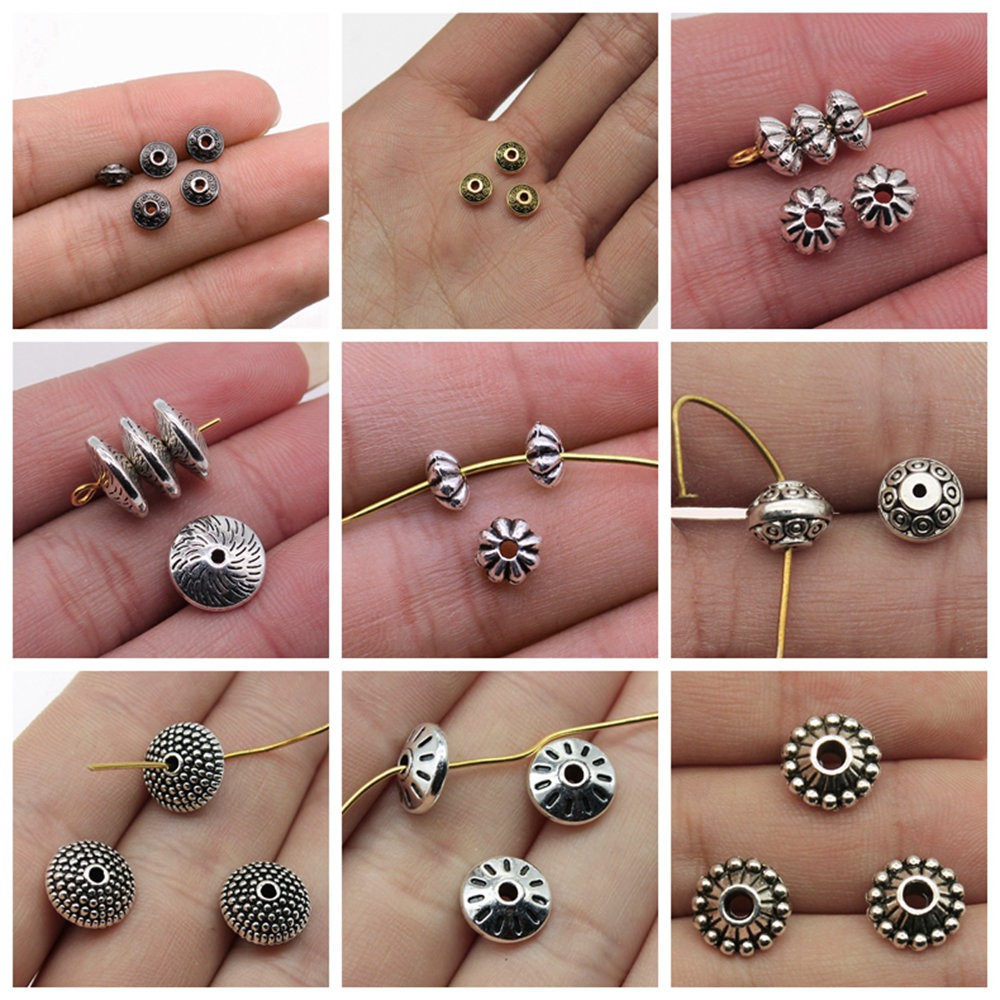 40 ชิ้น Oblate Spacer หลุมขนาดเล็กลูกปัด Spacer ลูกปัดเครื่องประดับทําอุปกรณ์จํานวนมาก