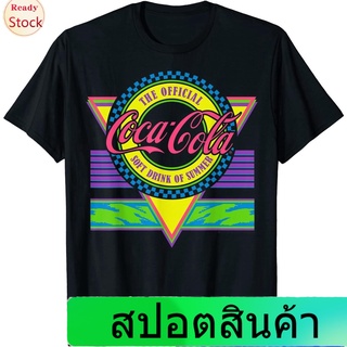 Illicit เสื้อยืดผู้ชายและผู้หญิง Coca-Cola The Official Soft Drink Of Summer Retro Logo T-Shirt Sports T-shirt