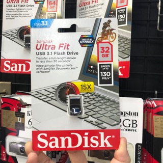 SanDisk Ultra Fit Flash Drive USB3.0 32GB อ่าน 130MB/s (SDCZ430_032G_G46) เมมโมรี่ แซนดิส แฟลซไดร์ฟ โน๊ตบุ๊ค คอมพิวเตอร์