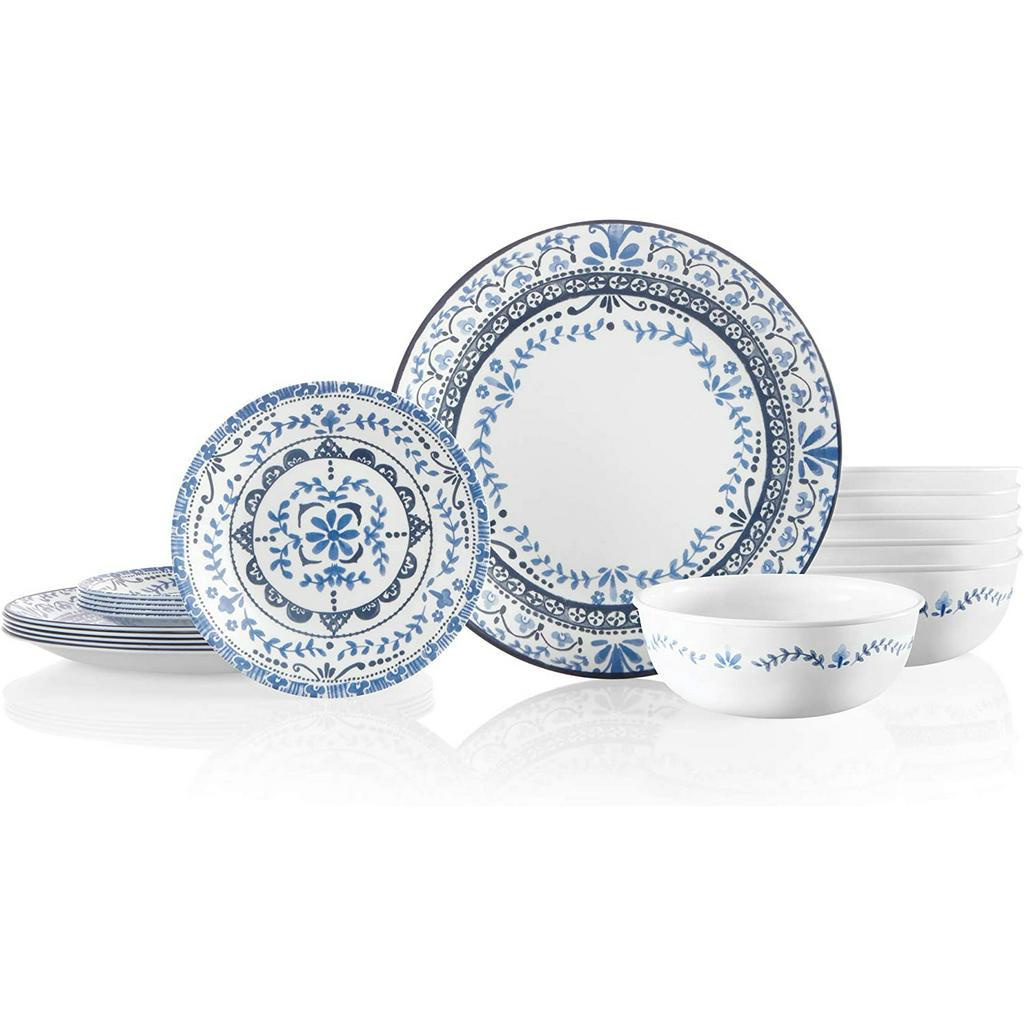 Corelle Vitrelle Dinner Plates Set, Triple Layer Glass and Chip Resistant, Lightweight Round Plates,