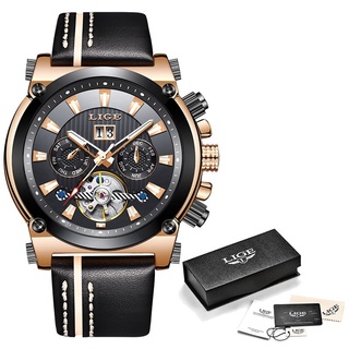 2019 New LIGE Fashion Men Watches Top Brand Luxury Automatic Mechanical Watch Men Casual Leather Waterproof