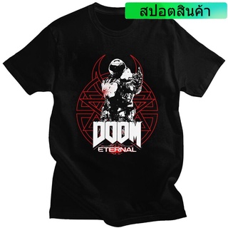 เสื้อยืดลําลอง แขนสั้น คอกลม พิมพ์ลาย Doom Eternal Shooter Skulls ทรงหลวม สําหรับผู้ชาย