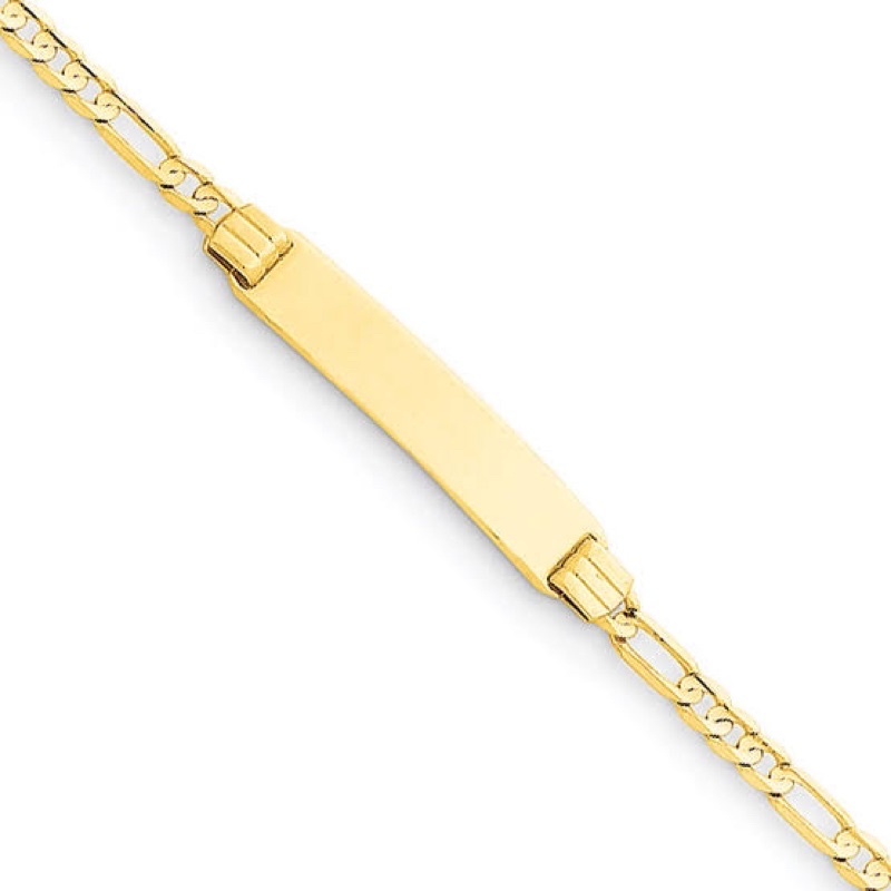 Nathalias NY สร้อยข้อมือเด็กลาย Figaro Link ทองคำแท้ 14k  Yellow Gold Figaro Link Children's ID Bracelet