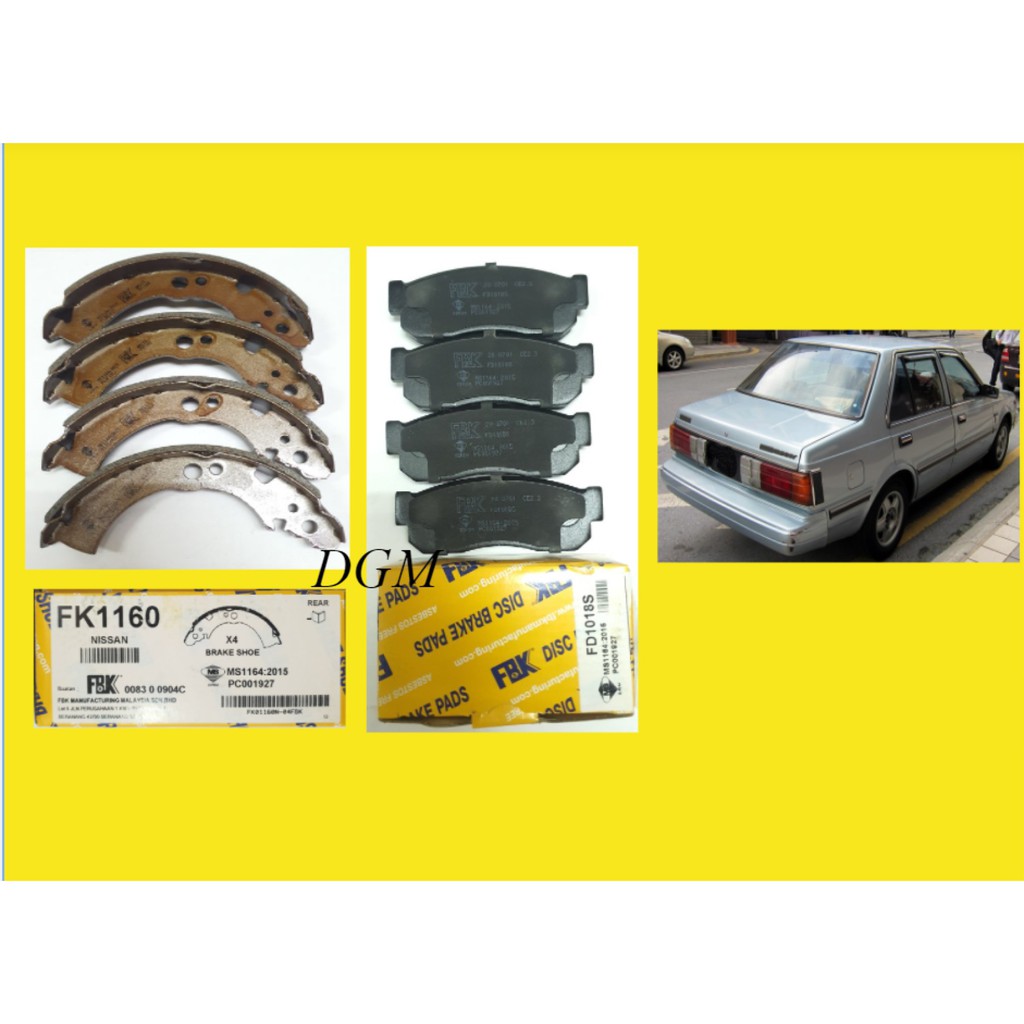 FBK Nissan Sunny 130Y B11 ผ้าดิสเบรคหน้า FD1018S & ผ้าเบรคหลัง FK1160