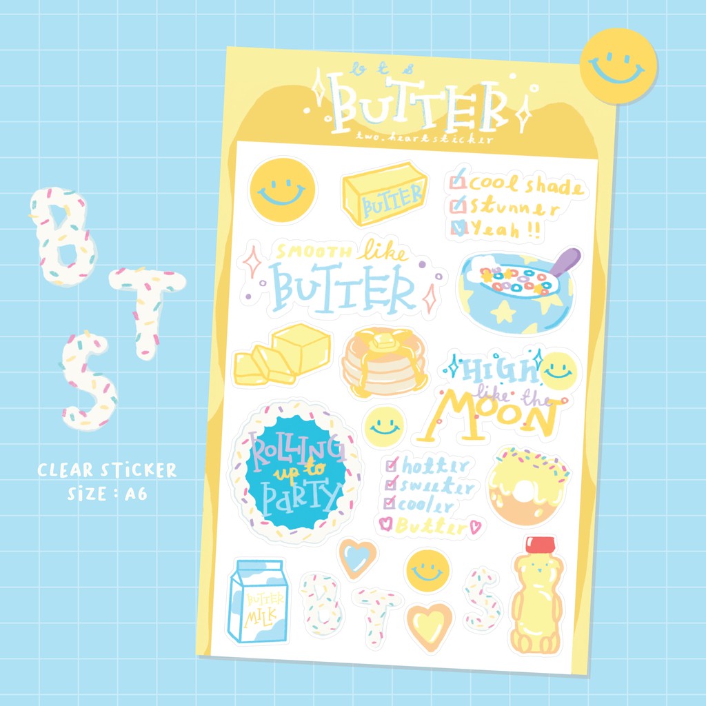 สติ๊กเกอร์ Bts ลาย butter list song 💛 Sticker ขนาด A6