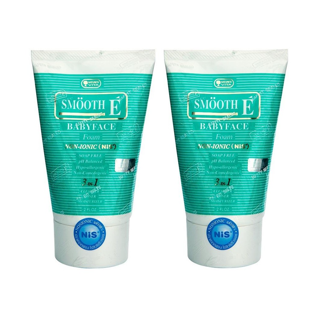 โฟมล้างหน้า สมูท อี เบบี้เฟซ Smooth E Babyface Foam 2 Fl.Oz (60 G.) X 2  หลอด | Shopee Thailand