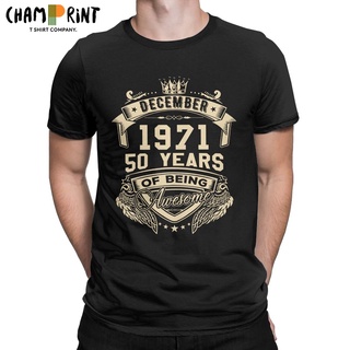 เสื้อยืดสีขาวเสื้อยืดคอกลม พิมพ์ลาย Born In December 1971 50 Years Of Being Awesome Limited s สําหรับผู้ชาย 952498S-4XL