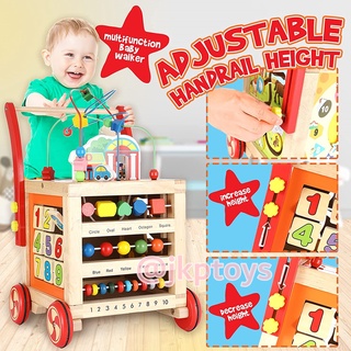 Todds &amp; Kids Toys ของเล่นไม้เสริมพัฒนาการ รถผลักเดินเเละกล่องกิจกรรมไม้5ด้าน ของขวัญเด็ก ของเล่นไม้