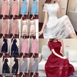 B3798 แม็กซี่เดรสลูกไม้ลายใหม่ new lace maxi dress