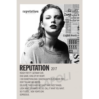 โปสเตอร์ มันวาว พิมพ์ด้านเดียว ขนาด A5 14.8 ซม. x 21 ซม. รูปปกอัลบั้ม Reputation - Taylor Swift