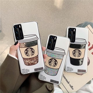 STARBUCKS เคสโทรศัพท์มือถือลายกากเพชรสําหรับ Huawei P30 Pro P40 Nova 7 Mate 30