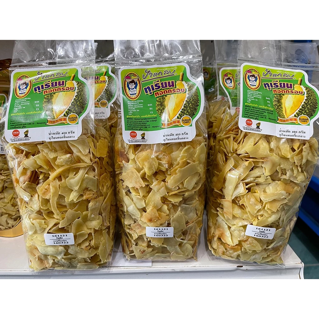 ทุเรียนทอด 400กรัม (ชิ้นกลาง)   ตราป้าแกลบ ของดีเมืองจันท์ ผลิตตามมาตราฐาน สะอาดและปลอดภัย อร่อยได้ใจ thumbnail 6