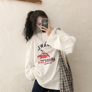 【CHAOYICHU】 Long Sleeve T-Shirt Women Fashion Oversize Shirt Cute Teen Clothes Korean Oversized Shirt Cartoon Pattern Shirt Women Shirt