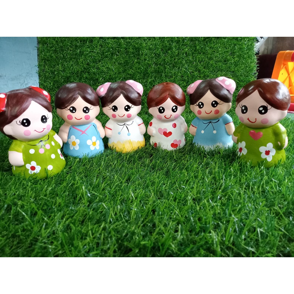 ตุ๊กตาเซรามิคแขวนต้นเคราฤาษี หรือวางตกแต่งบ้านและสวน (คู่ เด็กชาย1+,เด็กหญิง1)