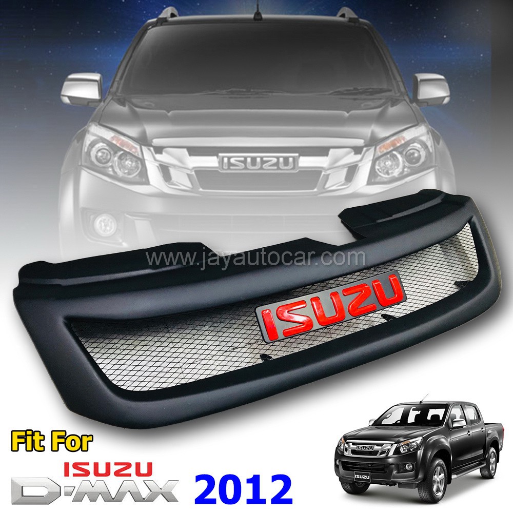 กระจังหน้าแต่ง กระจังหน้า ลายตาข่าย Isuzu Dmax 2012-2015 โลโก้แดง Isuzu ตัวใหญ่ สำหรับ รถกะบะ อีซูซุ