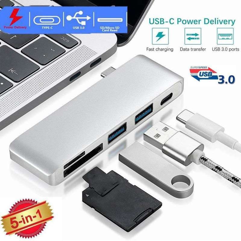 ลดราคา 5 in 1 Type-C To USB 3.0 Combo USB-C Charging TF SD Card Reader Hub For MacBook #ค้นหาเพิ่มเติม สายต่อจอ Monito HDMI High Speed HDTV Lightning