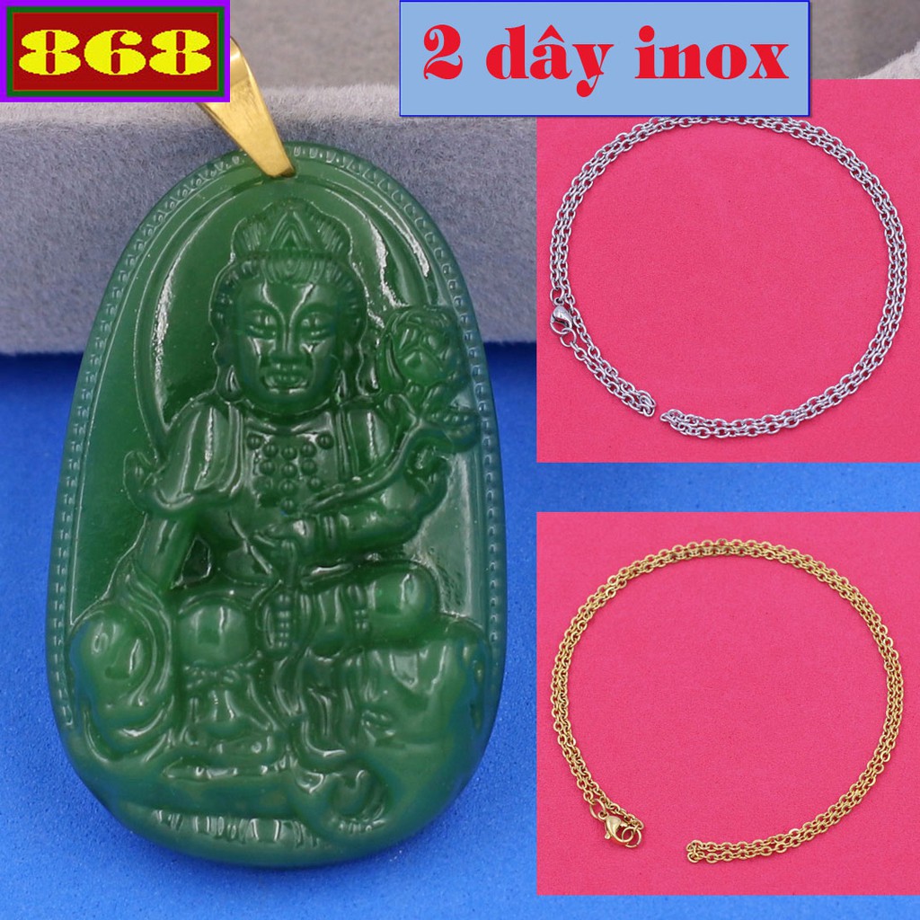 สร้อยคอ 2 สายสแตนเลส Pho Sage พร้อมหินเขียว 5 ซม. HILTRVTAXLVN2 - Guardian of the year of the Dragon